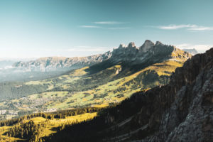 Mountain panorama of Rosengarten Group, from the summit of Sas Ciampac Mountain panorama of Rosengarten Group, from the summit of Sas Ciampac